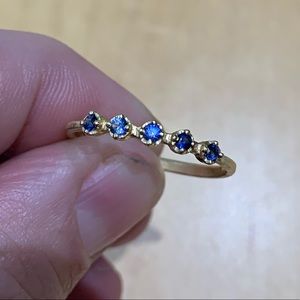Gold and blue sapphire stacking ring